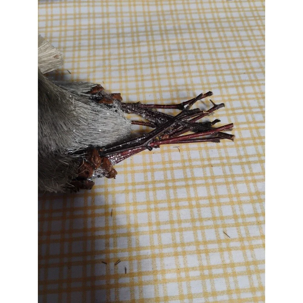 Owl Figurine Styrofoam Ornament Bristle Twigs